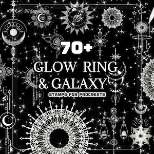 Procreate Glow and Galaxy Brushes | Himmlische Lichtringe, Kosmische Spuren & Weltraumeffekte | Kommerzielle Nutzung | Digitaler Download