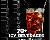Icy Drinks Line Art Brushes for Procreate | Hand-Drawn Beverage Illustrations | Drink and Cocktail Art | Commercial Use | Digital Download