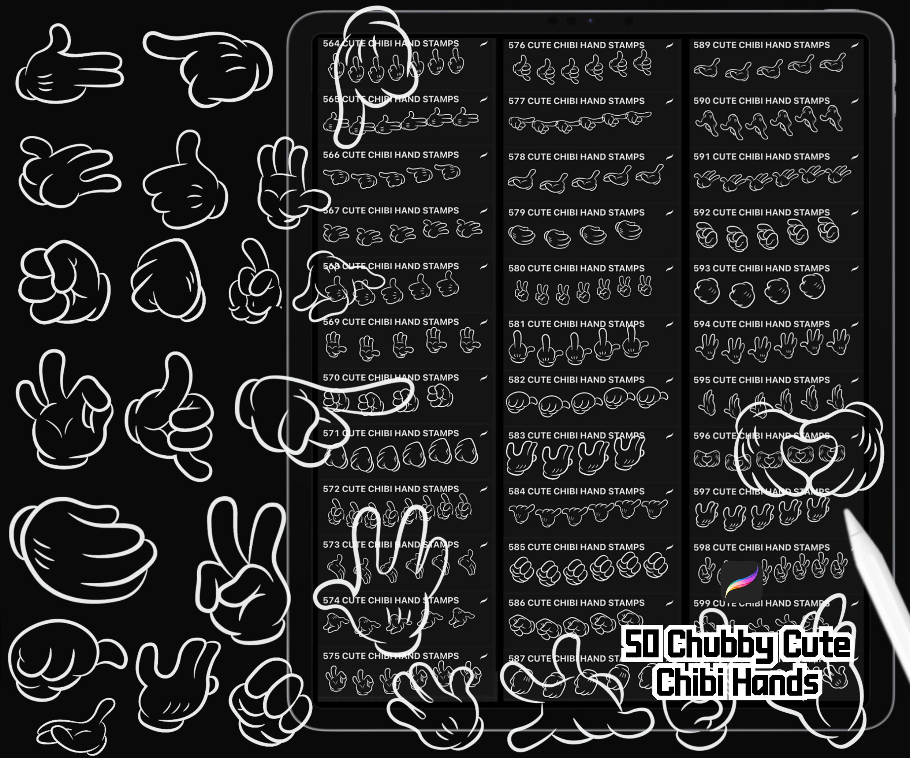 Procreate Chibi Character Brushes | 620+ Anime & Comic Stamps | Cute ...