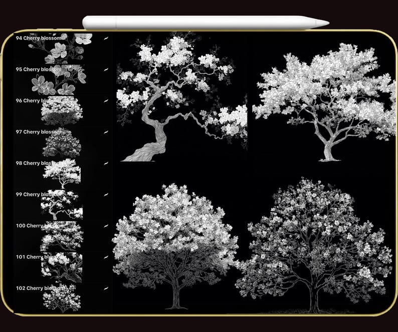Cherry Blossom Procreate Brush Set | Sakura Floral Art & Digital Stamp ...
