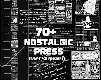 Nostalgic Press Procreate Brush  | Vintage Print & Retro Stamp Texture | Distressed Ink Effect | Digital Download
