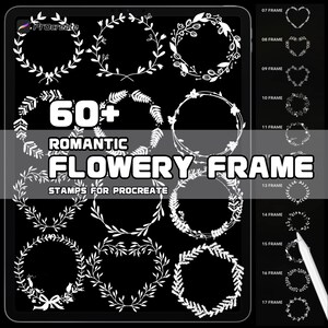 Flowery Frame Brush Set for Procreate | Floral Border Brushes | Decorative & Elegant Line Art | Digital Download, Commercial Use