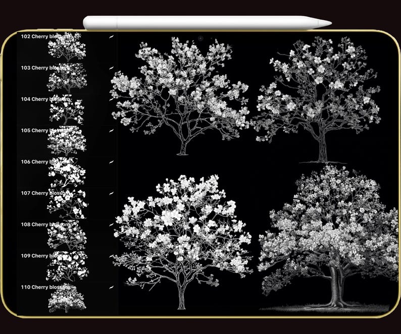 Cherry Blossom Procreate Brush Set | Sakura Floral Art & Digital Stamp ...
