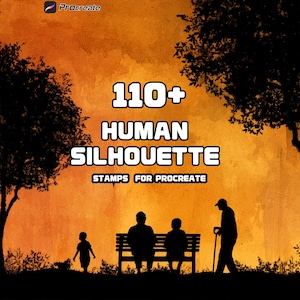 Procreate 人物シルエットブラシ | 家族、カップル、子供の人物 | キャラクターデザイン | 商用利用可 | デジタルダウンロード