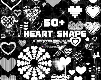 Pincel en forma de corazón para Procreate / Estilo Amor y San Valentín / Sellos decorativos / Descarga digital instantánea
