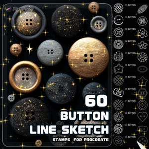 Procreate Button Sketch Brush Set | 60 Hand-Drawn Button Designs | Fashion Illustration and Accessories | Commercial Use | Instant Download