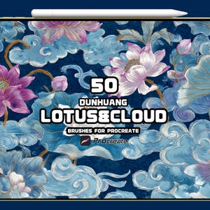 Procreate Brush Set: Dunhuang Lotus & Cloud Motifs (Digital Download)