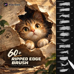 Ripped Edge Procreate Brush Set | Distressed & Torn Paper Texture Brushes | Digital Illustration Tools | Instant Download