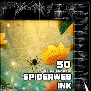 Spiderweb Ink Brushes for Procreate | Detailed Spider Web Designs | Halloween Web Art | Digital Download