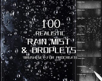 Realistic Glass Water Droplet and Mist Brushes for Procreate | Condensation, Fog and Liquid Effects | Commercial Use | Instant Download