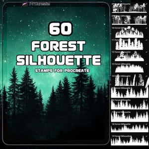 Procreate Forest Silhouette Brush Set: Landscape Illustration (Digital Download)