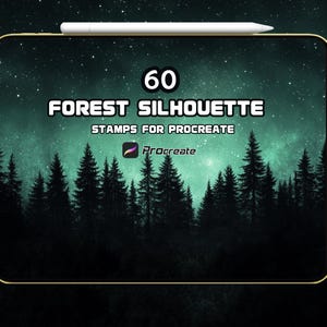 Procreate Forest Silhouette Brush Set: Landscape Illustration (Digital Download)