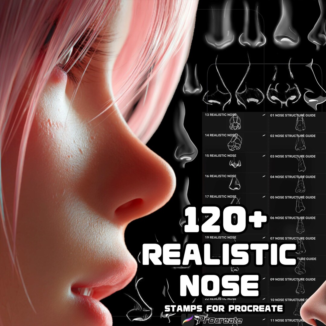 Procreate Nose Procreate Nose Brushes | Realistic Anatomy and Shading Stamps for Face ...