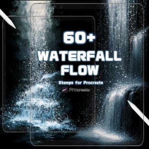 Watervalborstels voor voortplanting | Dynamisch water, spatten en golfeffecten | Digitale kunst en illustratie | Commercieel gebruik | Direct downloaden