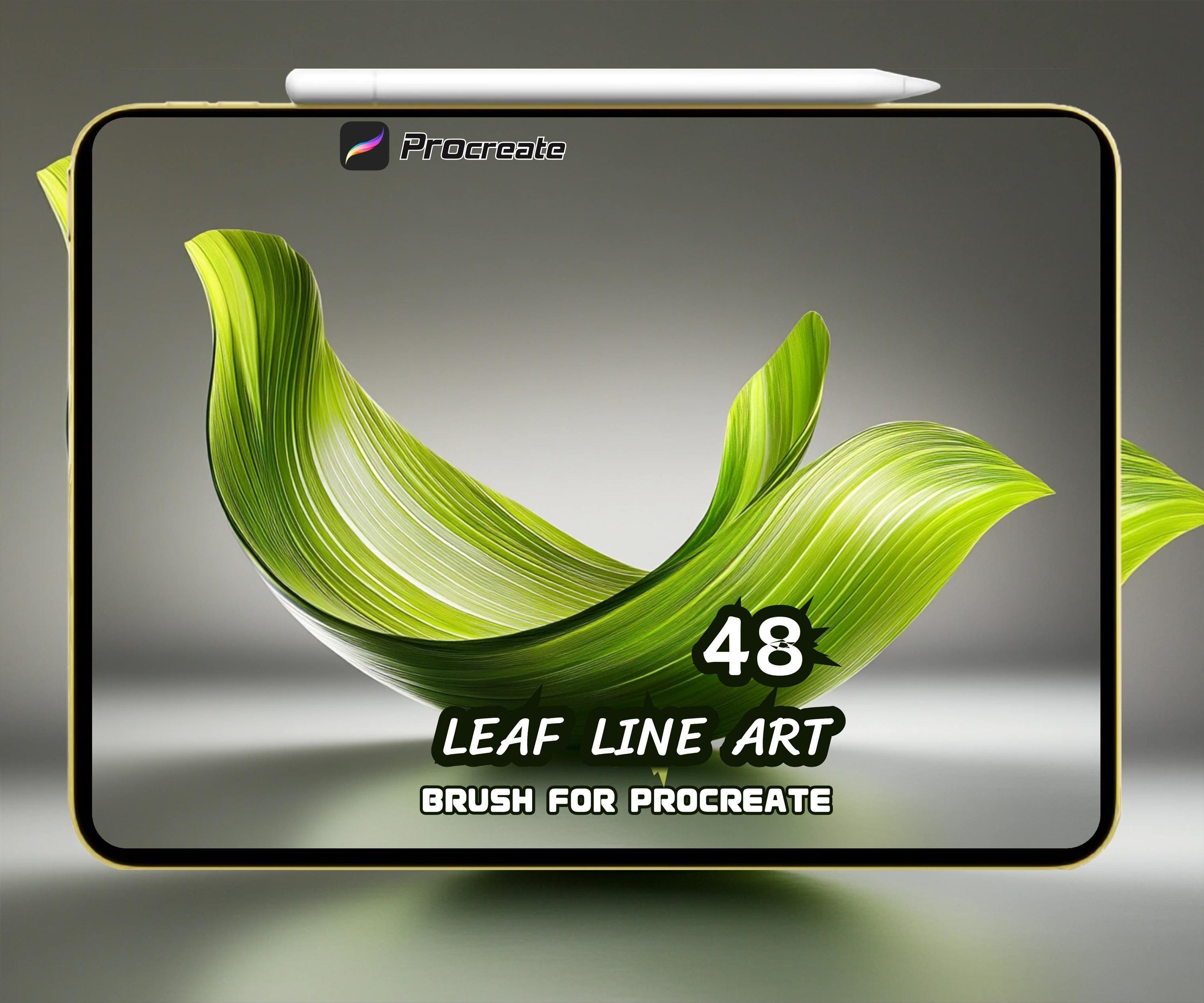 Leaf Line Art Brush Set for Procreate: Botanical Illustration Tools (Digital Download)