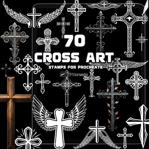 Pinceles de cruces y sellos religiosos para Procreate / 70 diseños de fe / Descarga instantánea