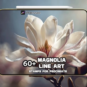 Magnolia Line Art Brush | Botanical Flower Sketch Brushes | Digital Drawing Tools | Instant Download