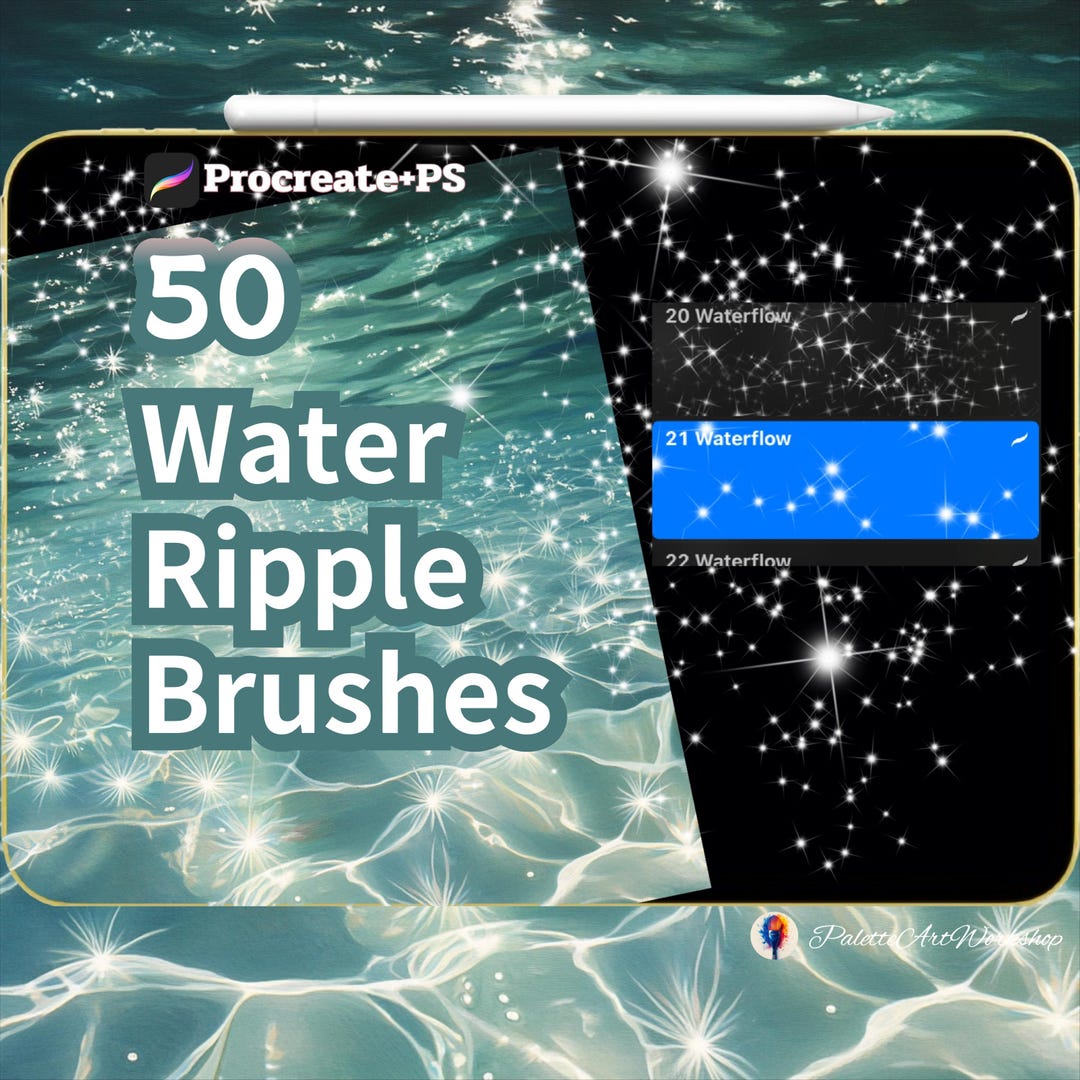 Water Ripples Brushes | 50 Procreate Brushes | Realistic Water Textures ...