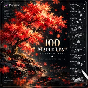 Maple Leaf Procreate Brush Set | Autumn Line, Silhouette & Stamp Brushes | Digital Illustration | Instant Download | Commercial Use