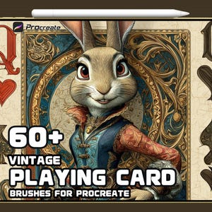 Set di pennelli per carte da gioco vintage per Procreate / Pennelli per timbri di carte retrò / Strumenti per l'illustrazione di tarocchi e giochi / Download digitale istantaneo