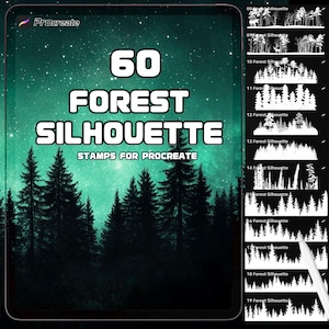 Procreate Forest Silhouette Brush Set | Landscape & Nature Illustration | Digital Download