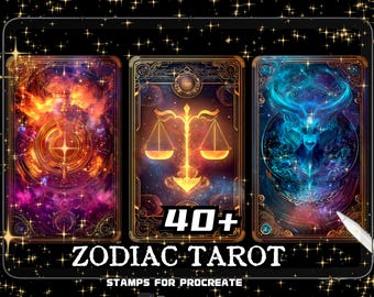 Zodiac Tarot Procreate Brush Set: Mystical Celestial Art (Instant Download)