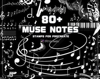 Procreate Music Brush Set | Musical Notes | Melody Lines | Sound Effects | Music Illustration | Digital Download | Music Design