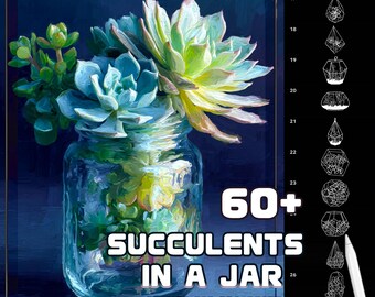 Pinceles para suculentas de Procreate / Ilustración botánica y sellos de plantas / Pintura digital / Uso comercial / Descarga instantánea