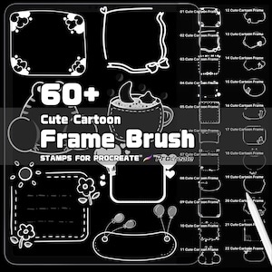 60+ Cute Cartoon Frame Brushes | Procreate Brushes for Borders & Frames | Digital Art | Commercial Use