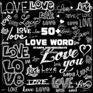 Love Word Brushes for Procreate | Romantic Handwritten Words | Digital Art Tools | Instant Download