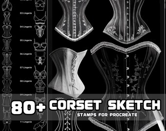 Procreate Korsett-Skizzenbürste | Hyper-Realistische Fashion Illustration | Kostüm- und Bekleidungsdesign | Kommerzielle Nutzung | Digitaler Download