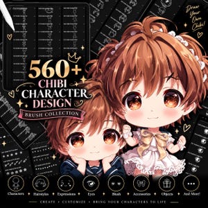 Pennelli per personaggi Chibi per Procreate / Oltre 620 timbri anime e fumetti / Design di personaggi carini / Uso commerciale / Download digitale