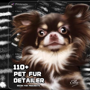 Conjunto de pincéis Procreate para retratos de animais de estimação | Detalhes realistas de pelos | Pincéis para desenho e pintura de animais | Download instantâneo