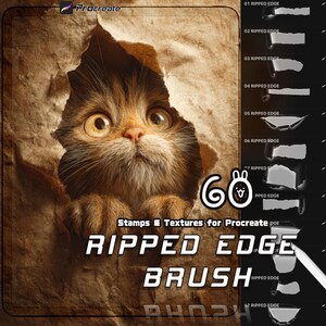Ripped Edge Procreate Brushes: Distressed Torn Paper Texture (Instant Download)