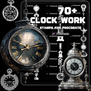 Procreate Clock Line Art Brushes | Watches, Clocks & Timepiece Designs | Commercial Use | Digital Download