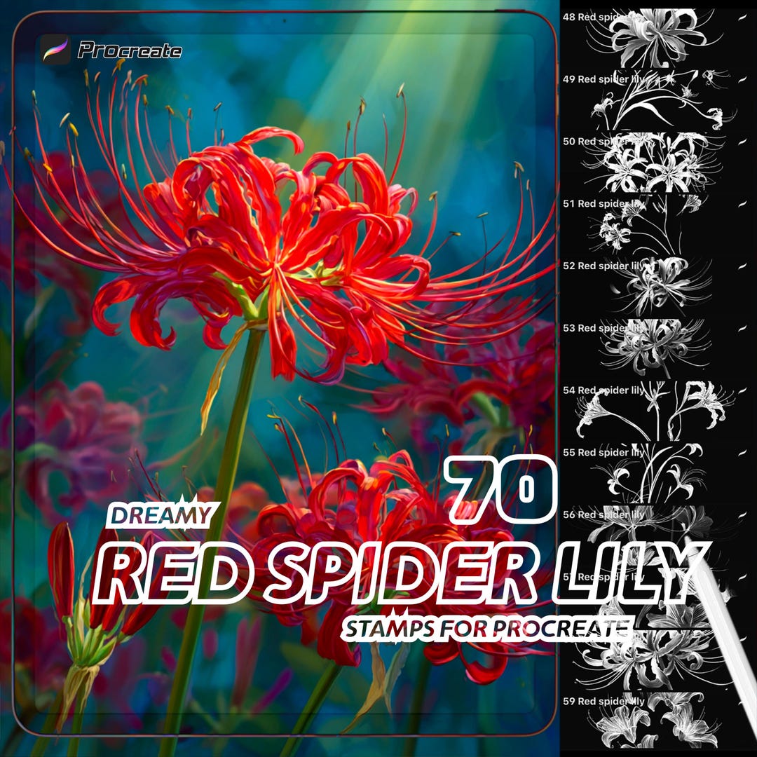 Procreate Red Spider Lily Brush Set | Floral & Fantasy Flower Brushes ...