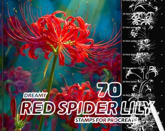 Procreate Red Spider Lily Brush Set | Floral & Fantasy Flower Brushes | Digital Illustration | Instant Download