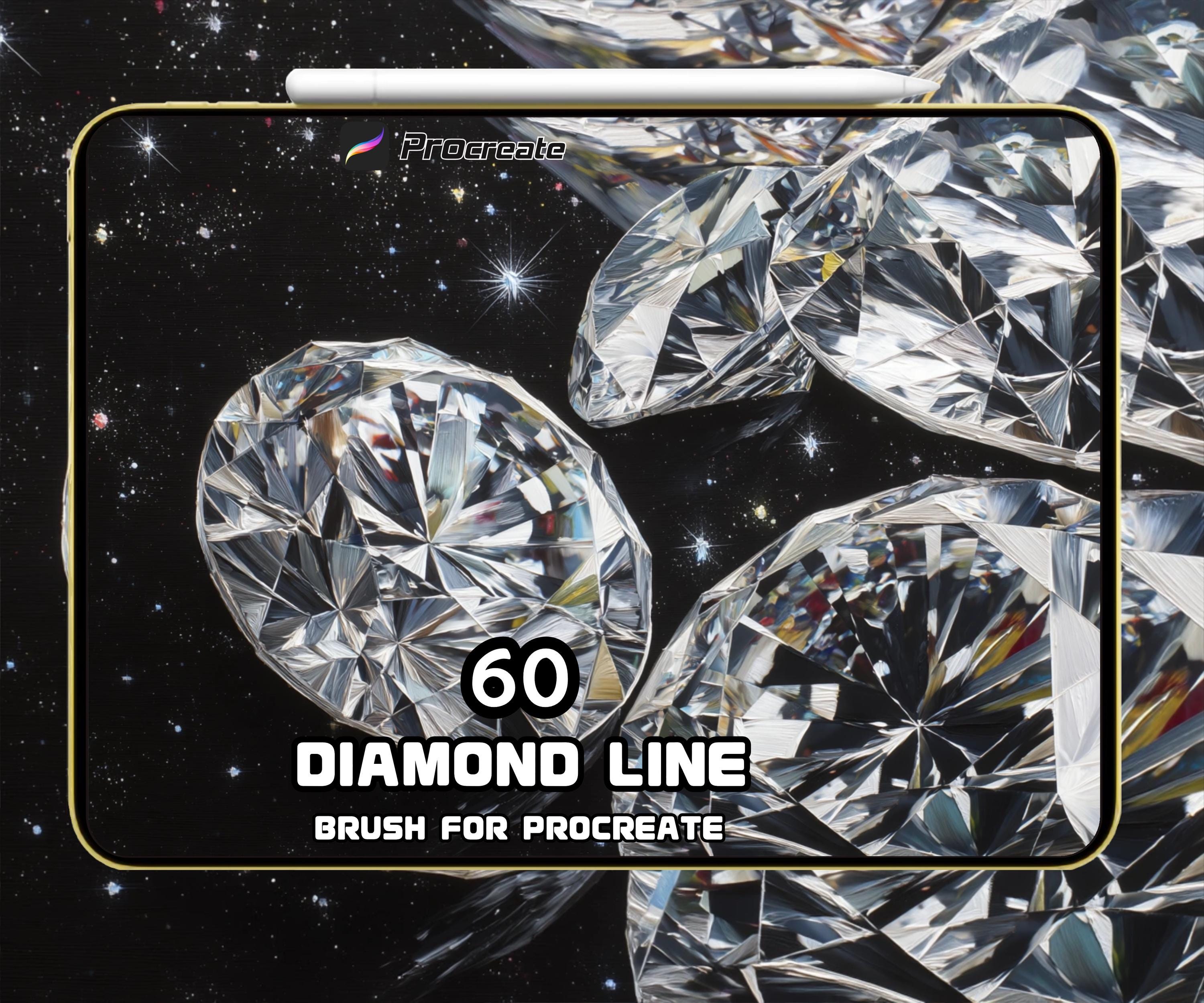 Diamond Line Brush Set para Procreate — 60 pinceles de línea geométrica y elegante para diseños intrincados