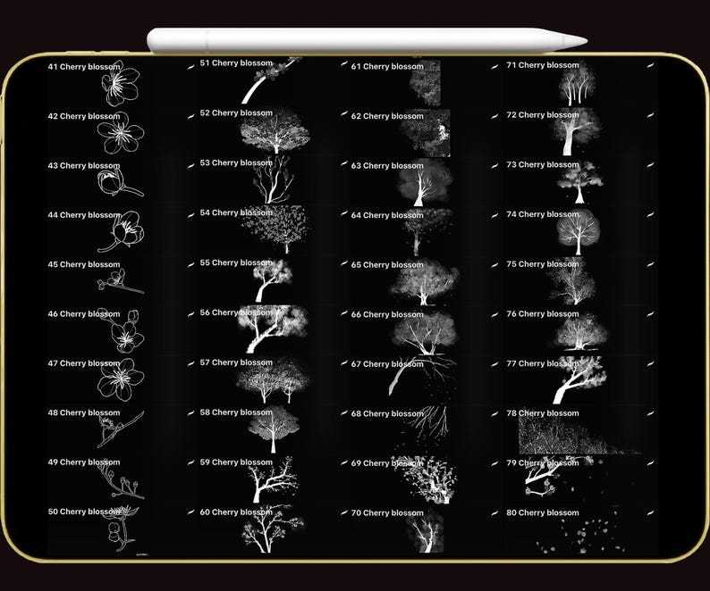 Cherry Blossom Procreate Brush Set | Sakura Floral Art & Digital Stamp ...