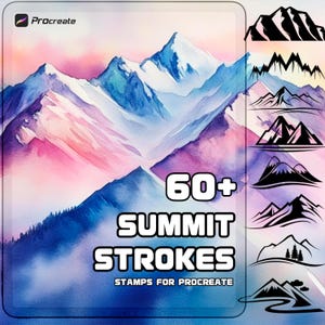 Conjunto de pinceles de montaña para Procreate / Más de 60 pinceles para trazos de cimas y picos / Herramientas de pintura digital / Descarga instantánea
