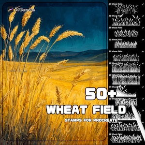 Procreate Wheat Field Brush Set | Rustic Landscape & Nature Brushes | Digital Illustration | Instant Download