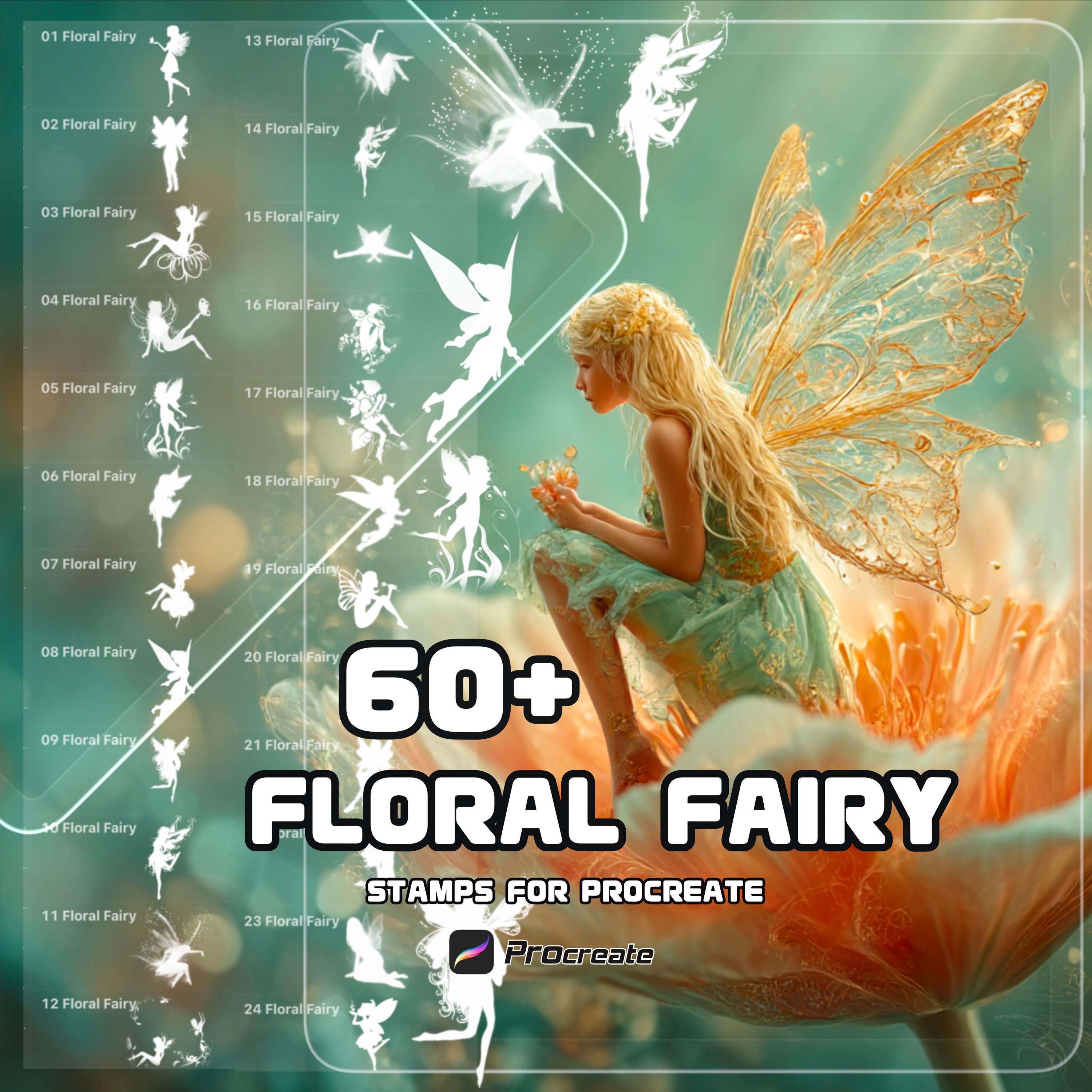 Floral Fairy Procreate Brushes | Silhouettes, Wings & Petals, Magical ...