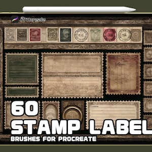 Juego de pinceles para sellos Procreate / Pinceles para sellos postales y de correo vintage / Herramientas para sellos de tinta digital / Descarga instantánea