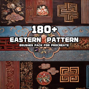 Eastern Elegance Brush Set | Traditional Chinese Patterns & Border Textures | Procreate Brush | Digital Download