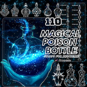 Procreate Bottle Brush Set | 110 Mystical Potion Brushes & Fantasy Magic Illustration | Instant Download