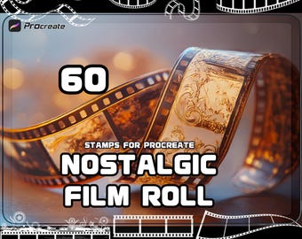 Pinceles de sellos de película vintage para Procreate / Fotografía retro y arte texturizado / Uso comercial / Descarga digital