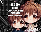 Procreate Chibi Character Brushes | 620+ Anime & Comic Stamps | Cute Character Design | Commercial Use | Digital Download