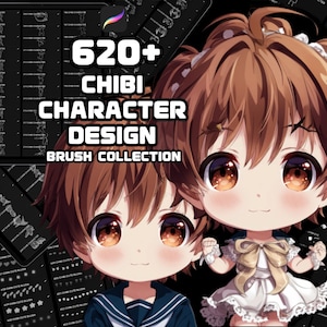Procreate Chibi Character Brush Set: Anime Stamps, Comic Panels (Digital Download)