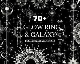 Procreate Glow Ring & Galaxy Brush Set: Celestial Light Effects (Digital Download)