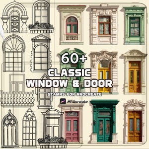 Procreate Window and Door Brushes | Architectural Design Elements | Commercial Use | Digital Download